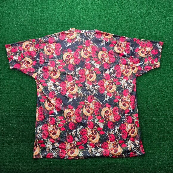 Black Canyon Outfitter Tshirt Mens Large/XL Red Skull Rose Grunge AOP - Picture 6 of 6
